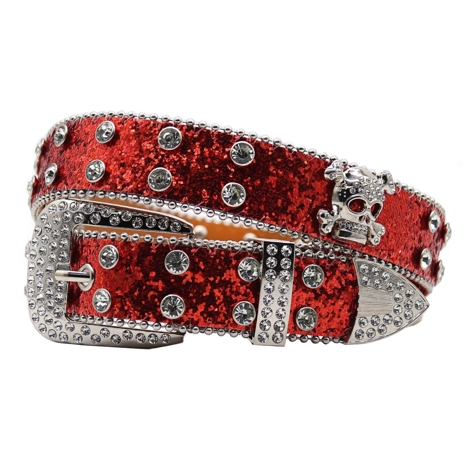 Western Rhinestone Glitter Pleather Belt 40\