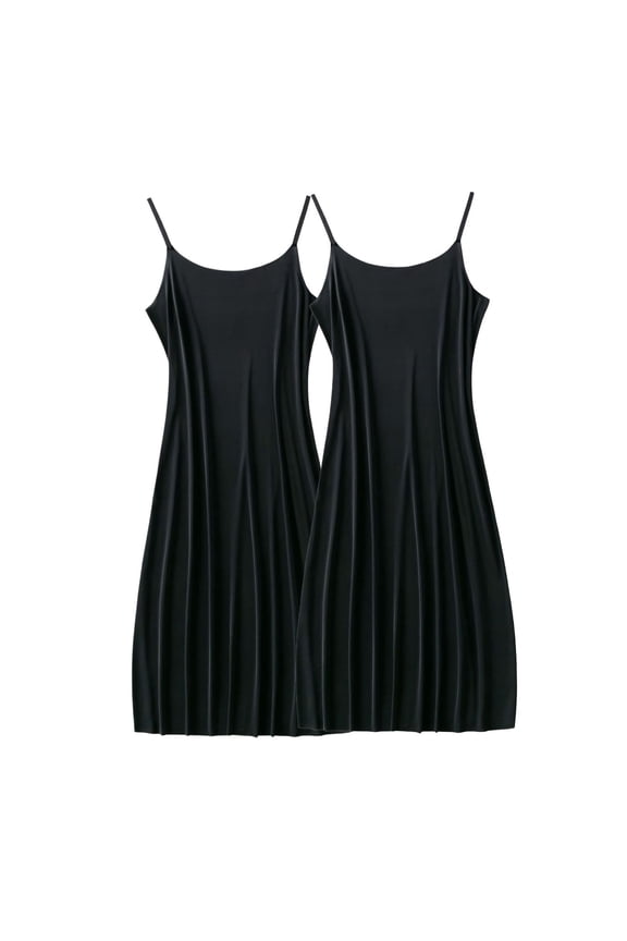Women's 2 Pack Chemise Nightgown Sexy Night Gown Summer Tank Sleep Dress Sleeping Spaghetti Strap Nighty Sleepwear Lingerie Slip Cami Sleeveless Nightshirt Black Small