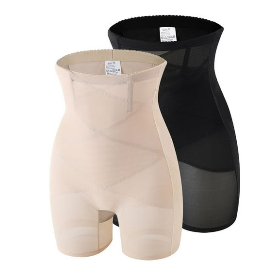SWSMCLT Women's 2 Pack Shapewear Shorts Semi Formal Shapewear Wedding Shaper Mid Thigh Short Mesh Breathable Prom Black Nude Small