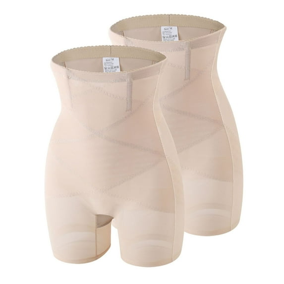 SWSMCLT Women's 2 Pack Shapewear Shorts Semi Formal Shapewear Wedding Shaper Mid Thigh Short Mesh Breathable Prom Nude Medium