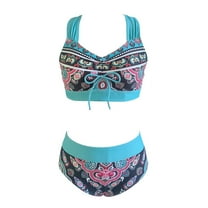 SWSMCLT Women's 2 Piece Bathing Suit Sexy Swimsuit Bow Spandex Bikini Cheeky Beach Slimming Padded Summer Blue 14