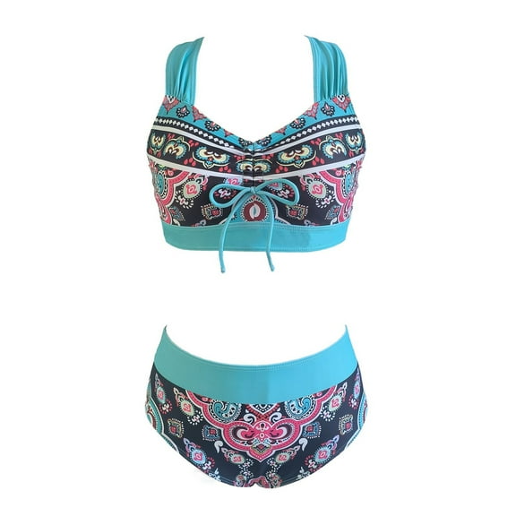 SWSMCLT Women's 2 Piece Bathing Suit Sexy Swimsuit Bow Spandex Bikini Cheeky Beach Slimming Padded Summer Blue 14