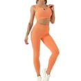 thumbnail image 1 of SWSMCLT Women's 2 Piece Outfits Crop Tank Tops and Athletic Workout 2Pcs Sexy Lounge Sets High Waisted Leggings Yoga Set Seamless Sporty U Neck Activewear Orange Small, 1 of 5