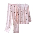 thumbnail image 1 of SWSMCLT Women's 2 Piece Pajamas Set Long Sleeve Pjs Soft Pant Thin Bow Trendy Lace Comfy Ruffle Fall Lounge Pj Set Style13 Medium, 1 of 1