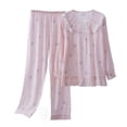 thumbnail image 1 of SWSMCLT Women's 2 Piece Pajamas Set Long Sleeve Pjs Soft Pant Thin Bow Trendy Lace Comfy Ruffle Fall Lounge Pj Set Style16 Large-X-Large, 1 of 1