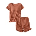 thumbnail image 1 of SWSMCLT Women's 2 Piece Pajamas Set Soft Pjs Summer Comfy Short Sleeve Short Fall Cool Modal Loose Spring Lounge Set Carame Small, 1 of 1