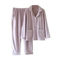 thumbnail image 1 of SWSMCLT Women's 2 Piece Pajamas Warm Pajama Set V Neck Winter Thick Soft Pant Spring Lounge Microfleece Pj Set Light Purple Large, 1 of 1