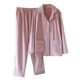 thumbnail image 1 of SWSMCLT Women's 2 Piece Pajamas Warm Pajama Set V Neck Winter Thick Soft Pant Spring Lounge Microfleece Pj Set Pink Small, 1 of 2