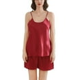thumbnail image 1 of SWSMCLT Women's 2 Piece Shorts Pajamas Sexy Pjs Fitted Cool Short Pj Set Summer Soft Satin Lightweight Comfy Cami Red Medium, 1 of 5