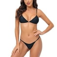thumbnail image 1 of SWSMCLT Women's 2 Piece Swimsuit Beach Bathing SuitLow Rise Summer Spandex Metal Bikini Sexy Padded Swimming Black X-Large, 1 of 4
