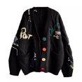 thumbnail image 1 of SWSMCLT Women's 2025 Cardigan Casual Cardigan Sweaters Comfy Home Cold Weather Cardigans Button Date Drop Shoulder Black X-Small-Large, 1 of 1
