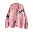 thumbnail image 1 of SWSMCLT Women's 2025 Cardigan Casual Cardigan Sweaters Comfy Home Cold Weather Cardigans Button Date Drop Shoulder Pink X-Small-Large, 1 of 5