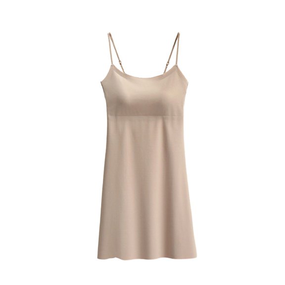 SWSMCLT Women's 2025 Nightgown Chemise Slip Fall Home Comfy Pad Cami Adjustable Low Back Bra Cool Nightwear Curvy Khaki Large