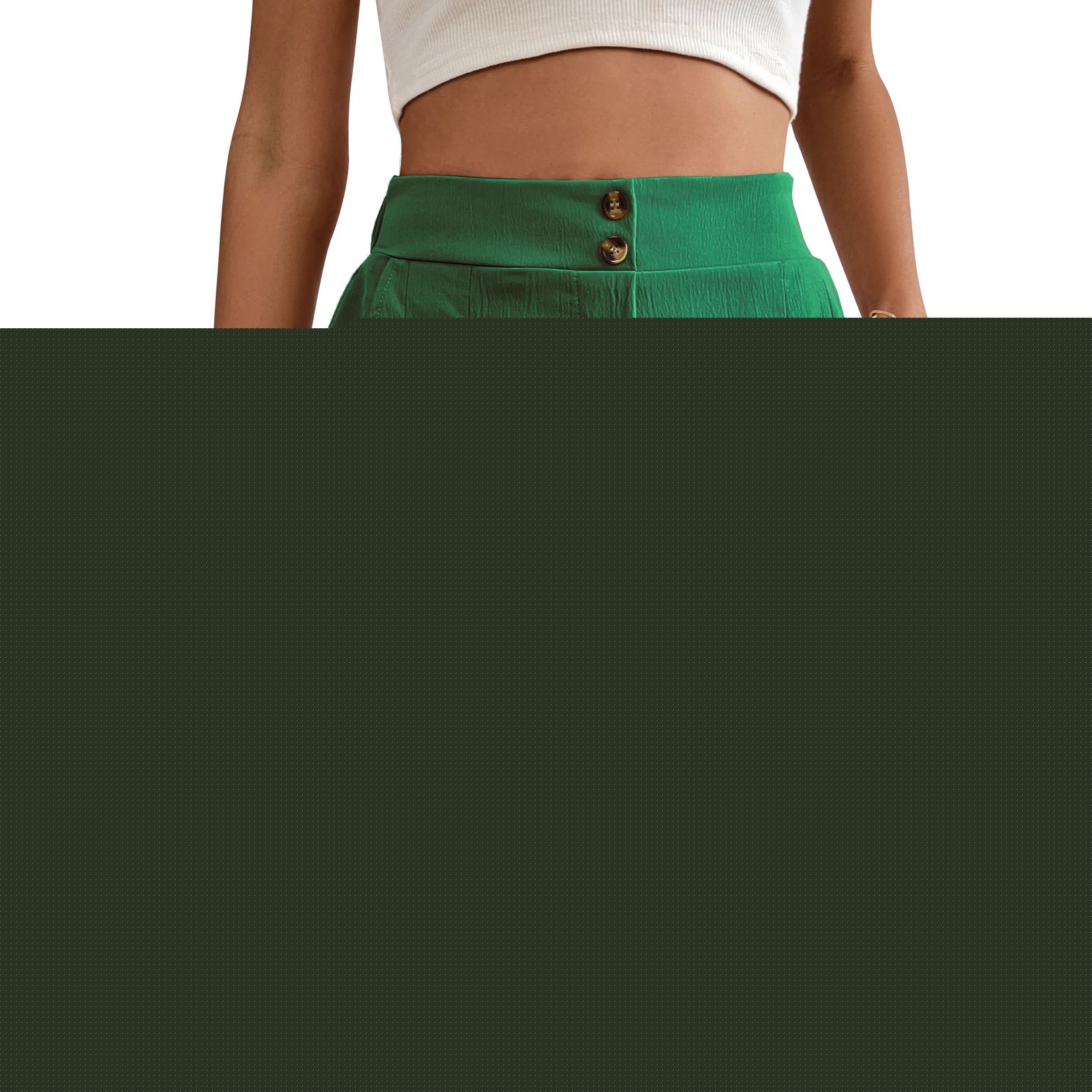 SWSMCLT Women's Above Knee Length Shorts Boyleg Comfy Elastic Band Slash Pocket Billowy Casual Shorts Bunched Green Small