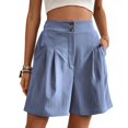 thumbnail image 1 of SWSMCLT Women's Above Knee Length Shorts Boyleg Comfy Elastic Band Slash Pocket Billowy Casual Shorts Bunched Light Blue Medium, 1 of 5