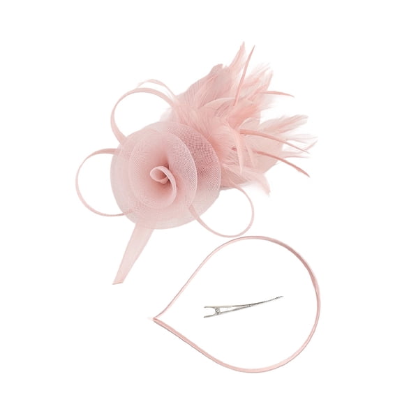 SWSMCLT Women's Acting Fascinator Tea Party Hats Feather Church Headband 2026 Classic Spring Vintage Banquet Cocktail Wedding Pink One Size
