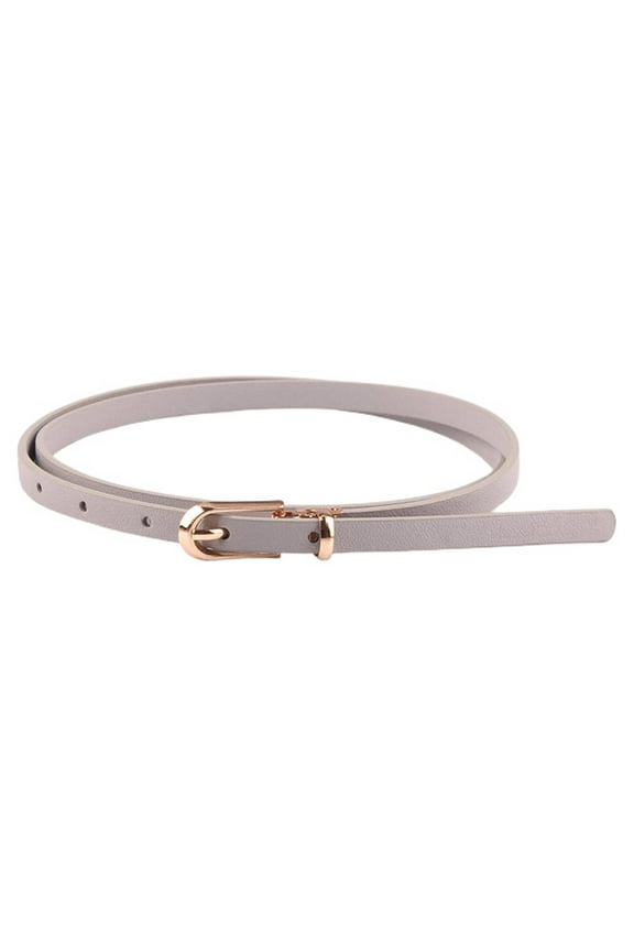 Women's Adjustable Slim Basic Casual Classic Summer Faux Leather Belt for Dress Skinny Belt Thin Spring Metal Buckle Grey One Size