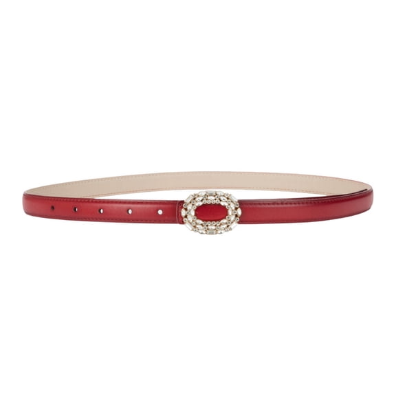 SWSMCLT Women's All Seasons Adjustable Belts Classic Faux Leather Medium Spring 2025 Belt Buckle Bling Casual Red X-Small-Large