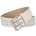 thumbnail image 1 of SWSMCLT Women's All Seasons Adjustable Belts Cut Out Old Fashioned Groove Belt 2025 Biker Autumn Faux Leather White X-Small-Large, 1 of 3