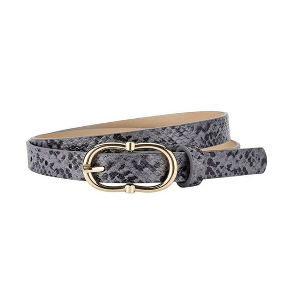 SWSMCLT Women's All Seasons Adjustable Belts Faux Leather Metal Buckle 2025 Groove Belt Autumn Belt Buckle Classic Grey X-Small-Large