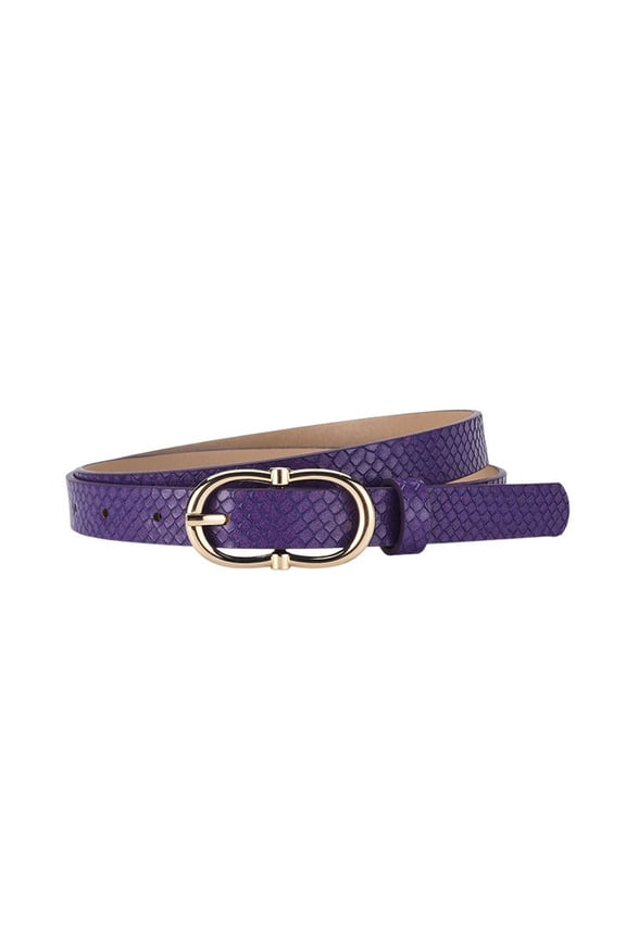 Women's All Seasons Adjustable Belts Faux Leather Metal Buckle 2025 Groove Belt Autumn Belt Buckle Classic Purple X-Small-Large