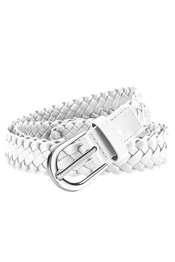 Women's All Seasons Belt Autumn Braided Casual Date Cocktail Chic Adjustable Belts For Dress White X-Small-Large