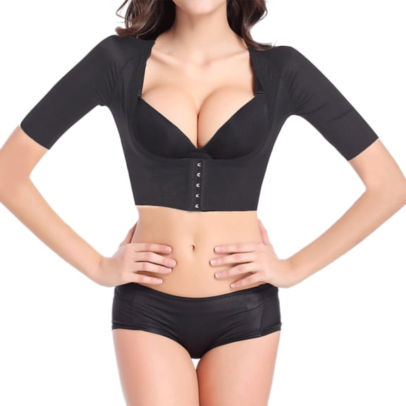 SWSMCLT Women's Arm Shapers Post Surgery Bra Open Bust Compression Tops Slimmer Surgical Back Support Posture Shapewear Seamless Shirt Slimmer Black Medium