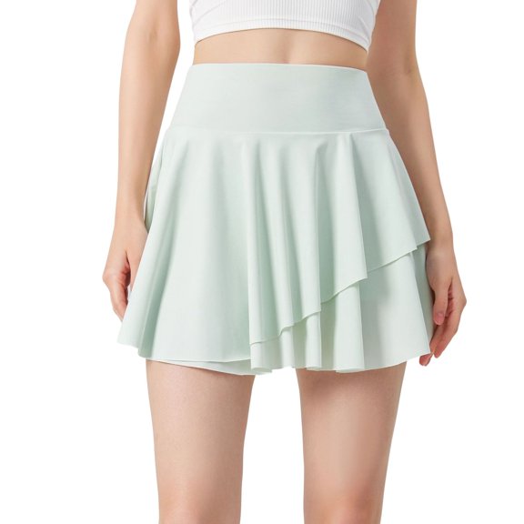 SWSMCLT Women's Athletic Skort Summer Yoga Fashion Spandex Elastic Waist Scooter Skirt High Waisted Scooter Green 6