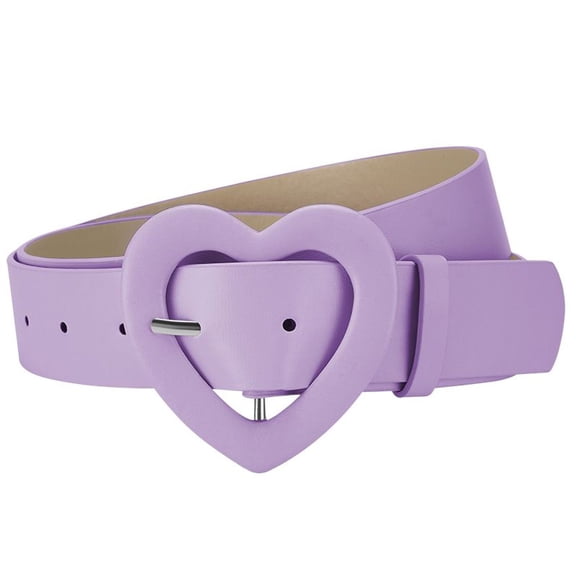 SWSMCLT Women's Autumn Adjustable Belts All Seasons For Dress 2025 Adorable Faux Leather Summer Belt Heart Buckle Light Purple Small-X-Large