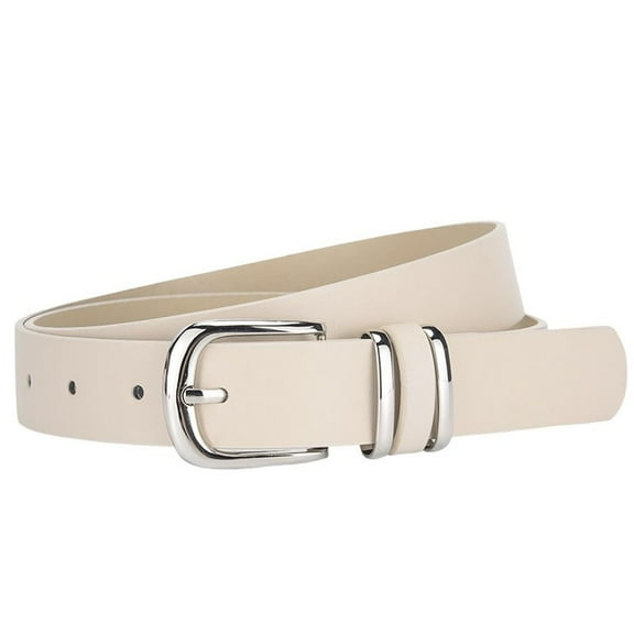 SWSMCLT Women's Autumn Belt 2025Casual Classic Faux Leather Party Buckle Adjustable Belts Groove Basic Cream X-Small-Large