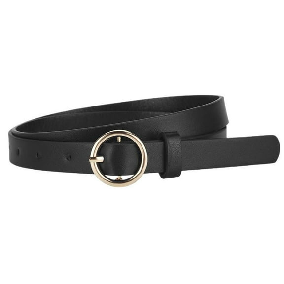 SWSMCLT Women's Autumn Belt All Seasons Elegant Medium Groove Belt Adjustable Belts Buckle Casual Brushed Black X-Small-Large