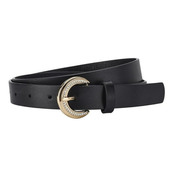 SWSMCLT Women's Autumn Belt Basic Classic 2025 Buckle Elegant Casual Groove Belt Adjustable Bling Black X-Small-Large
