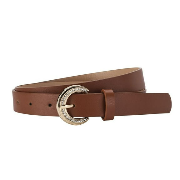 SWSMCLT Women's Autumn Belt Basic Classic 2025 Buckle Elegant Casual Groove Belt Adjustable Bling Umber X-Small-Large