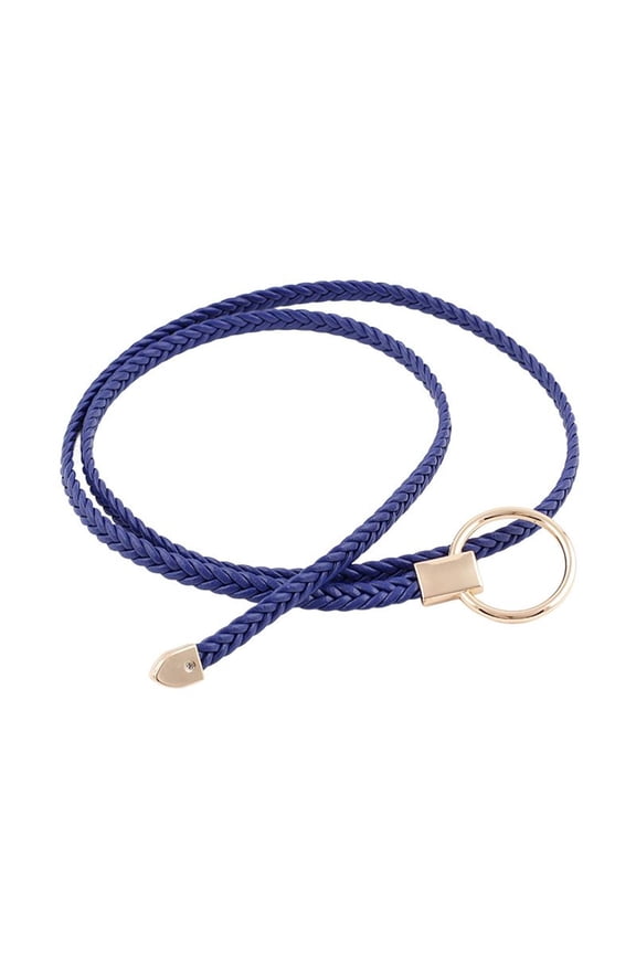 Women's Autumn Belt Casual Circle Holiday Date Spring Metal Buckle Braided Belt Adjustable Belts Chic Navy Small-Large