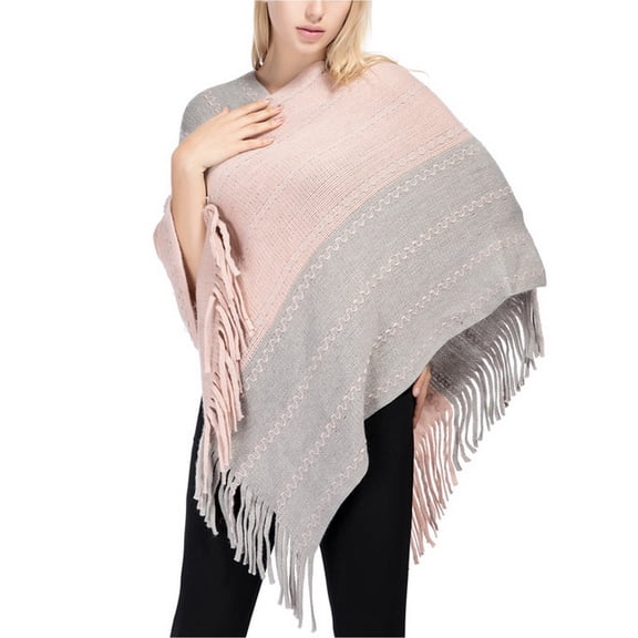 SWSMCLT Women's Autumn Cape 2025 Comfy Acrylic Baggy Knit Off The Shoulder Cold Weather Top Billowy Capelet Pink One Size