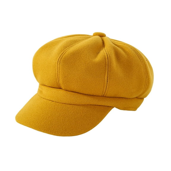 SWSMCLT Women's Autumn Hat 2025 Wool Felt Hat Old Fashioned Regular Fit Spring Cap Brushed Comfy Pull On Acrylic Yellow One Size