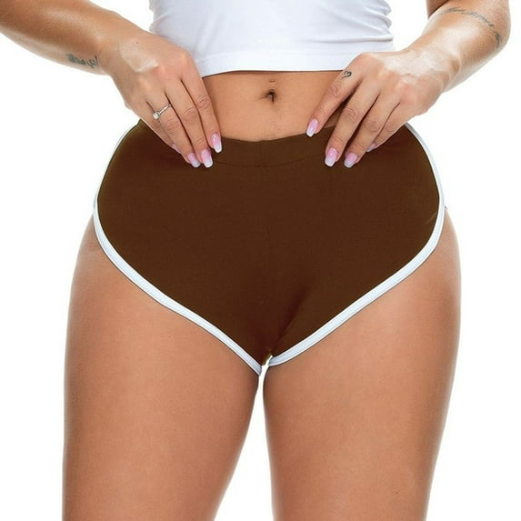 SWSMCLT Women's Autumn Shorts Athletic Cheeky Jogger Jogging Short Yoga Shorts Yoga Pants Breathable Comfy Brown 10-12