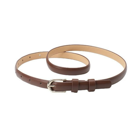 SWSMCLT Women's Autumn Skinny Belt 2025 Belt For Dress Faux Leather Adjustable Belts All Seasons D Ring Date Elegant Coffee X-Small-Large