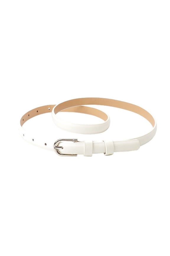 Women's Autumn Skinny Belt 2025 Belt For Dress Faux Leather Adjustable Belts All Seasons D Ring Date Elegant White X-Small-Large