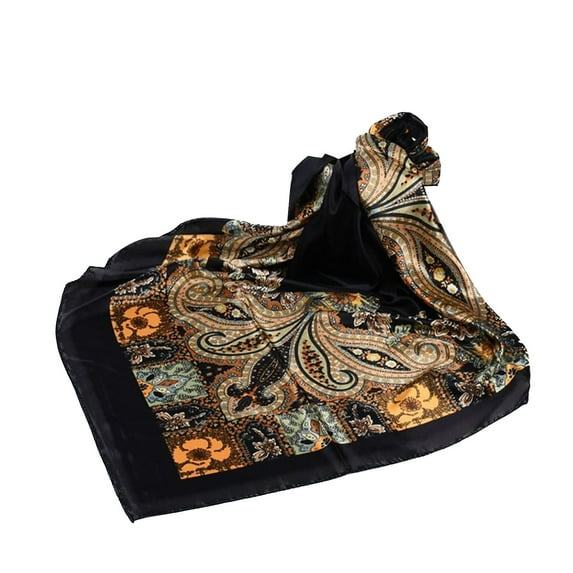 SWSMCLT Women's Bandana Square Head Scarves Wrap Vintage Fall Scarf Satin Summer Thin Hair Head Smooth Winter Boho Black One Size