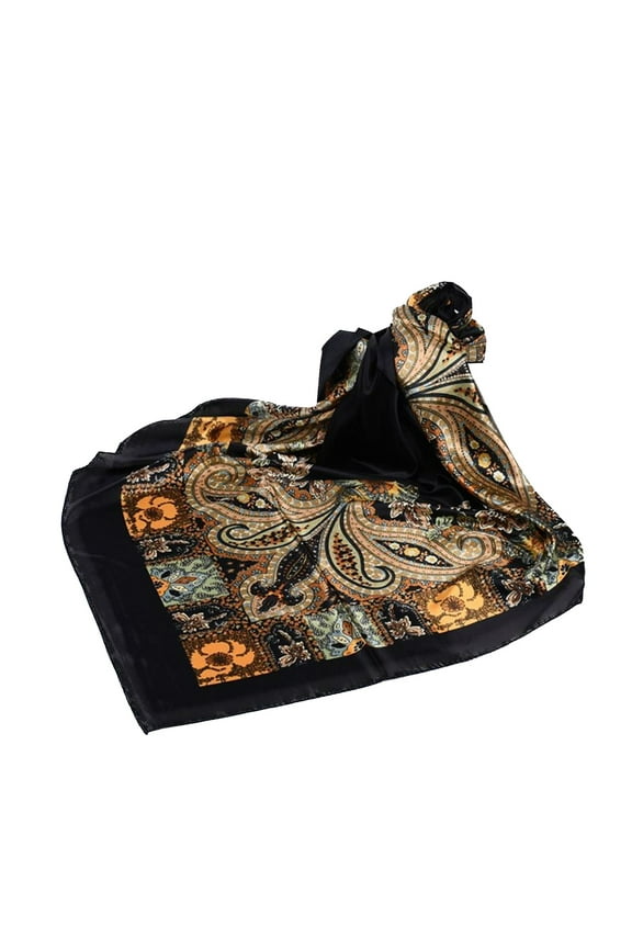 Women's Bandana Square Head Scarves Wrap Vintage Fall Scarf Satin Summer Thin Hair Head Smooth Winter Boho Black One Size