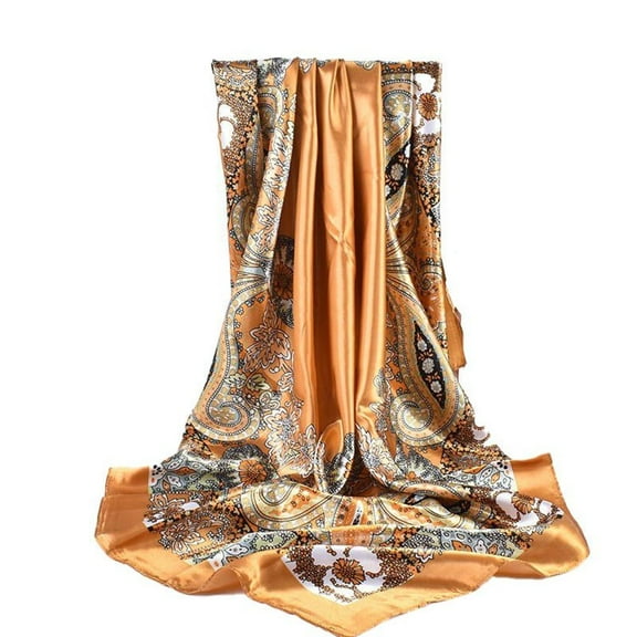 SWSMCLT Women's Bandana Square Head Scarves Wrap Vintage Fall Scarf Satin Summer Thin Hair Head Smooth Winter Boho Mustard Yellow One Size