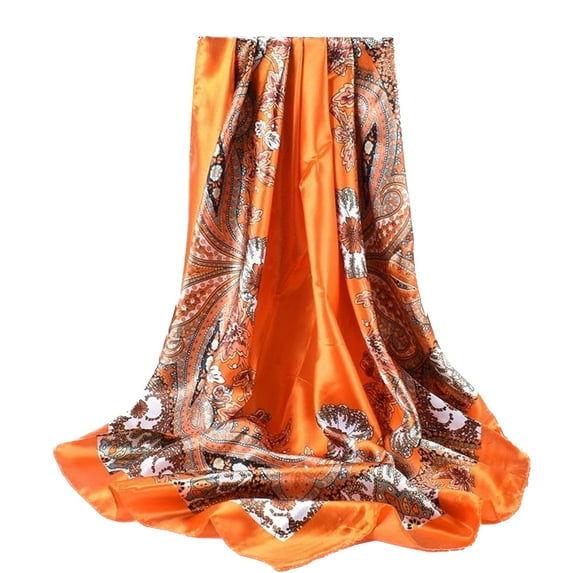 SWSMCLT Women's Bandana Square Head Scarves Wrap Vintage Fall Scarf Satin Summer Thin Hair Head Smooth Winter Boho Orange One Size