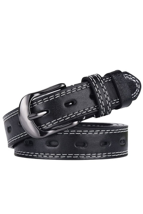 Women's Basic Adjustable Belts Autumn Casual Buckle Date Metal Buckle Groove Belt 2025 Belt For Dress Black Small-Large