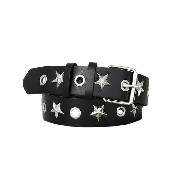 SWSMCLT Women's Basic Adjustable Double Grommet Belts 2025 Belt Faux Leather Harem Ratchet Belt Biker Buckle Style2 X-Small-Large