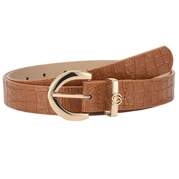 SWSMCLT Women's Basic Belt Autumn Adjustable Belts Date Summer Spring Groove Belt 2025 Faux Leather D Ring Umber X-Small-Large