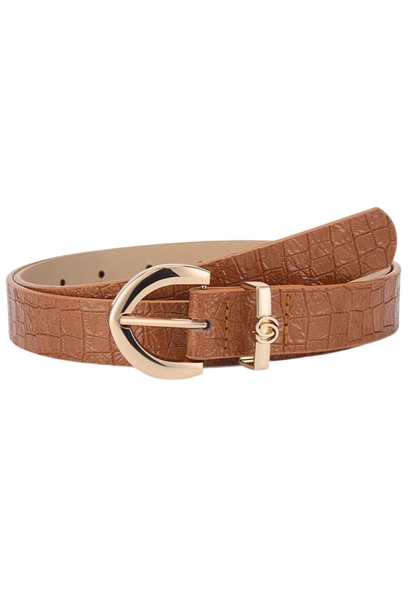 Women's Basic Belt Autumn Adjustable Belts Date Summer Spring Groove Belt 2025 Faux Leather D Ring Umber X-Small-Large