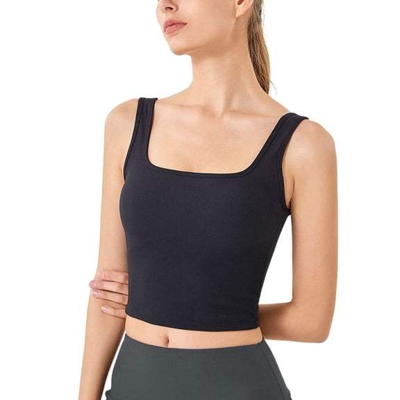 SWSMCLT Women's Basic Tank Top Chic Curvy Exercise Comfy Pull On Slimming Soft Autumn Vest Backless Sleeveless Top Black Large