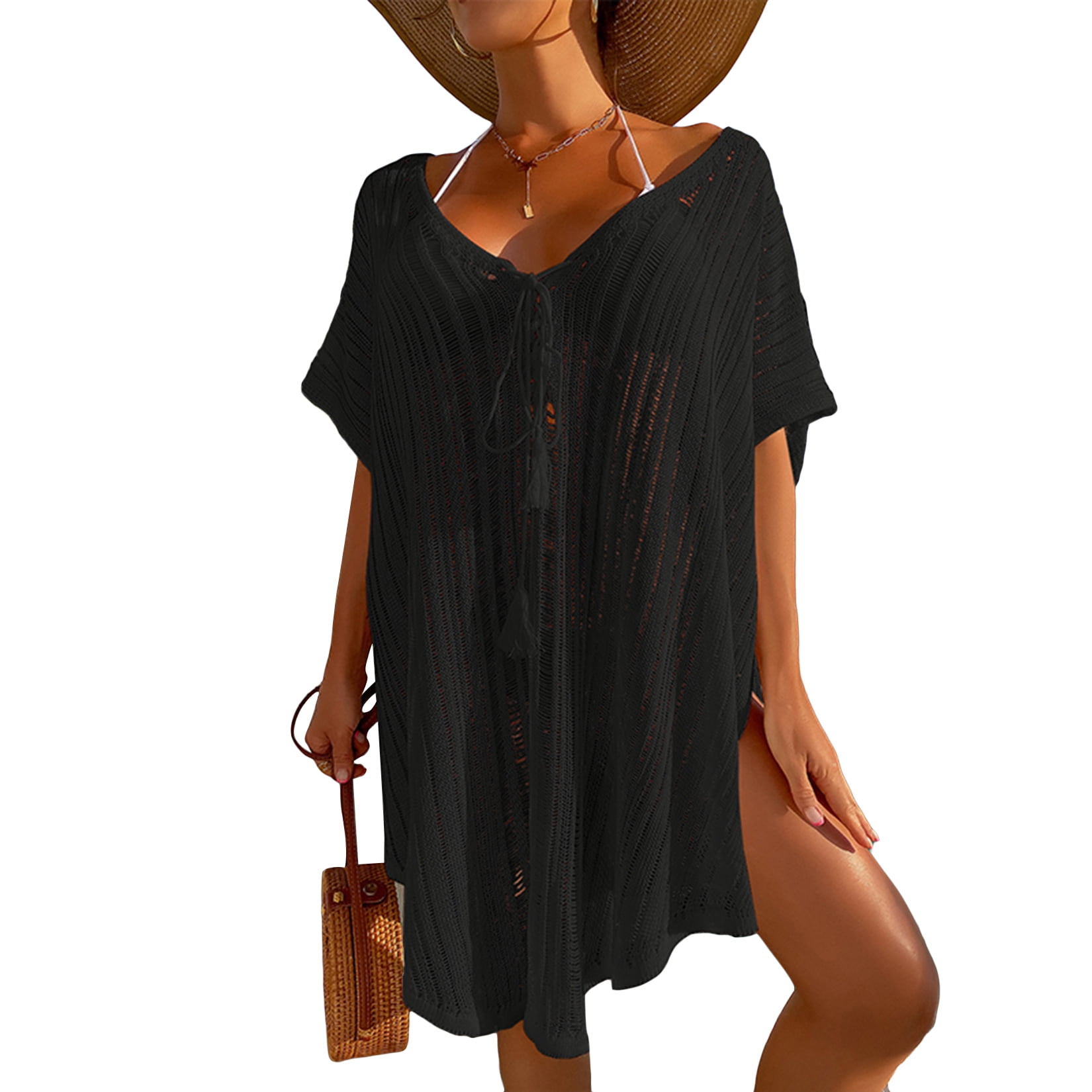 Knitted Backless Lace Up Bikini Cover Up main image 0