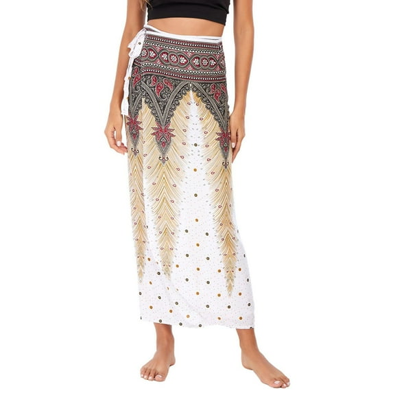 SWSMCLT Women's Beach Sarong Boho Wrap Skirt Summer Cover Up Skirt High Waist Fitted Uv Protection Winter Style1 X-Small-Large